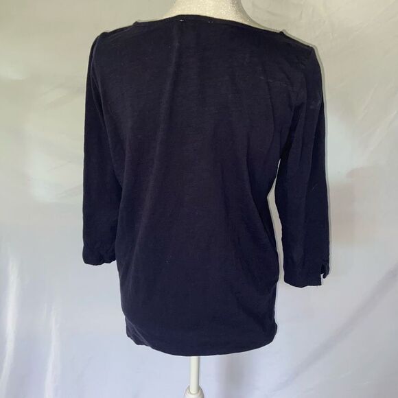 Toffee Apple Women's S Small Navy Quarter Sleeve Tie V Neck - Picture 3 of 4